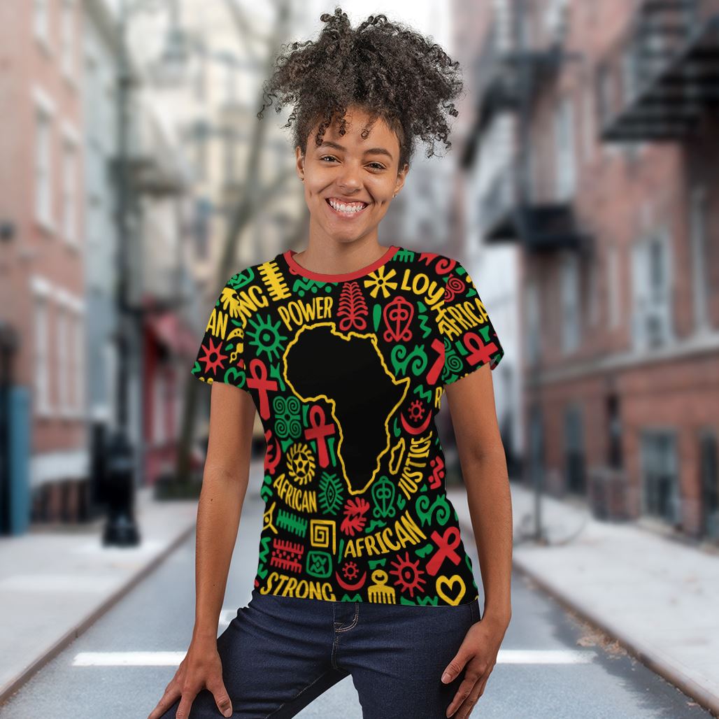 African Map Symbol T-shirt AOP Tee Tianci 