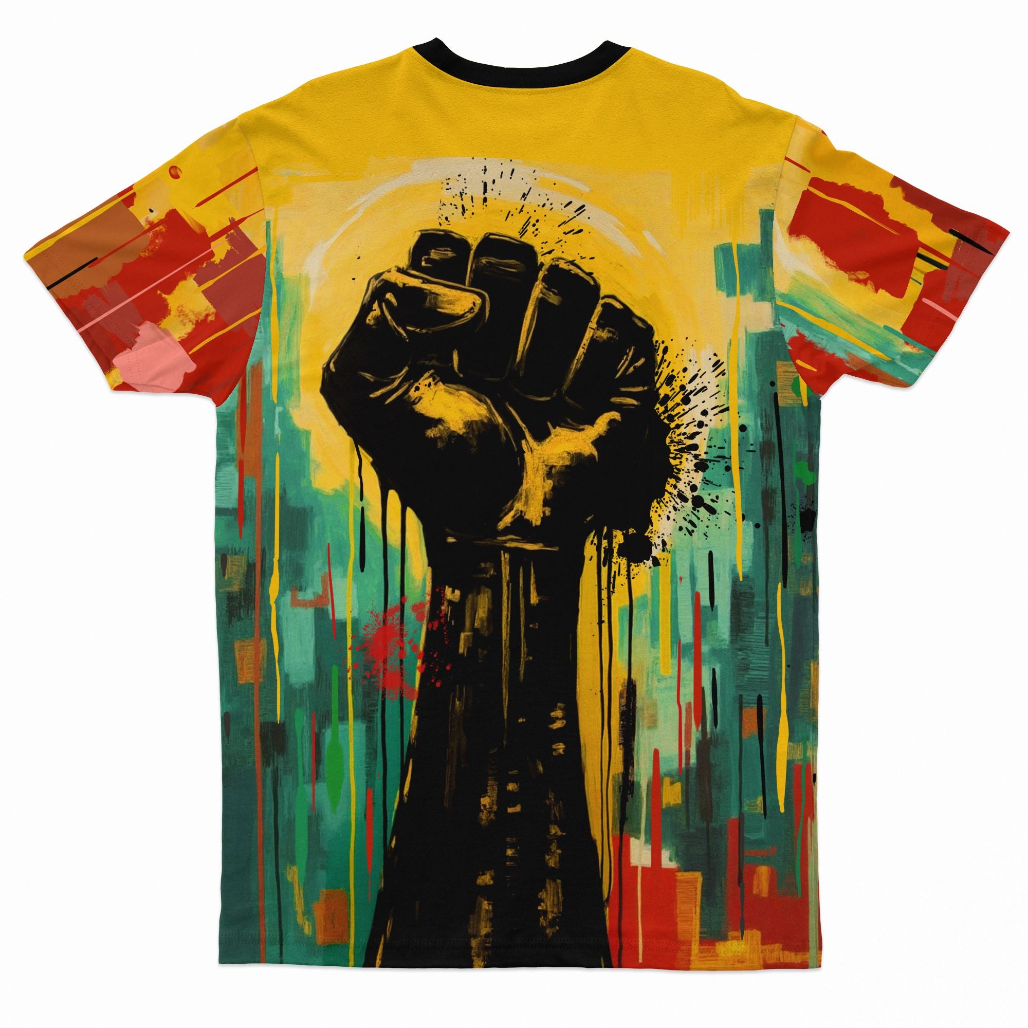 Black Power Fist Matte Art T-shirt AOP Tee Tianci 