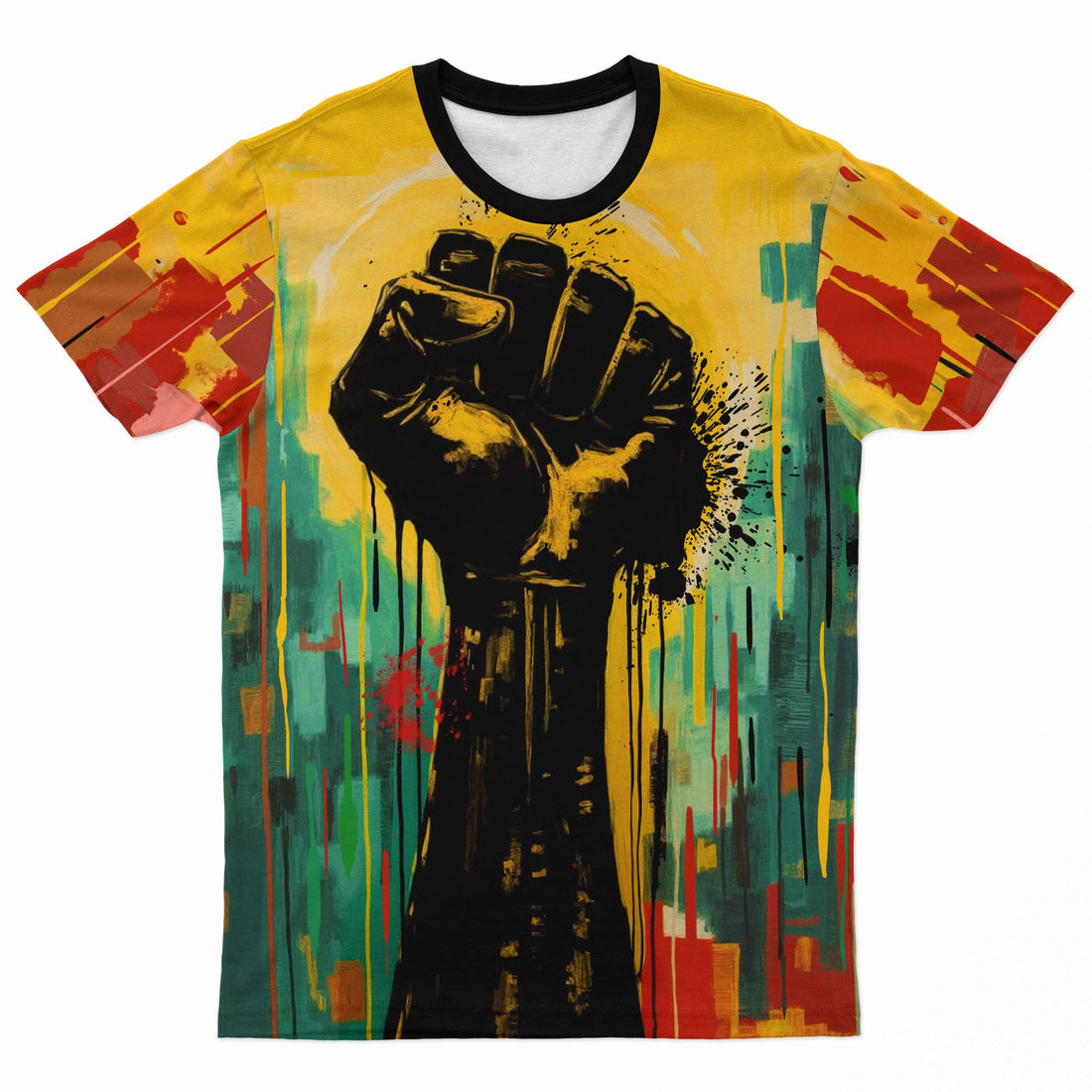 Black Power Fist Matte Art T-shirt AOP Tee Tianci 