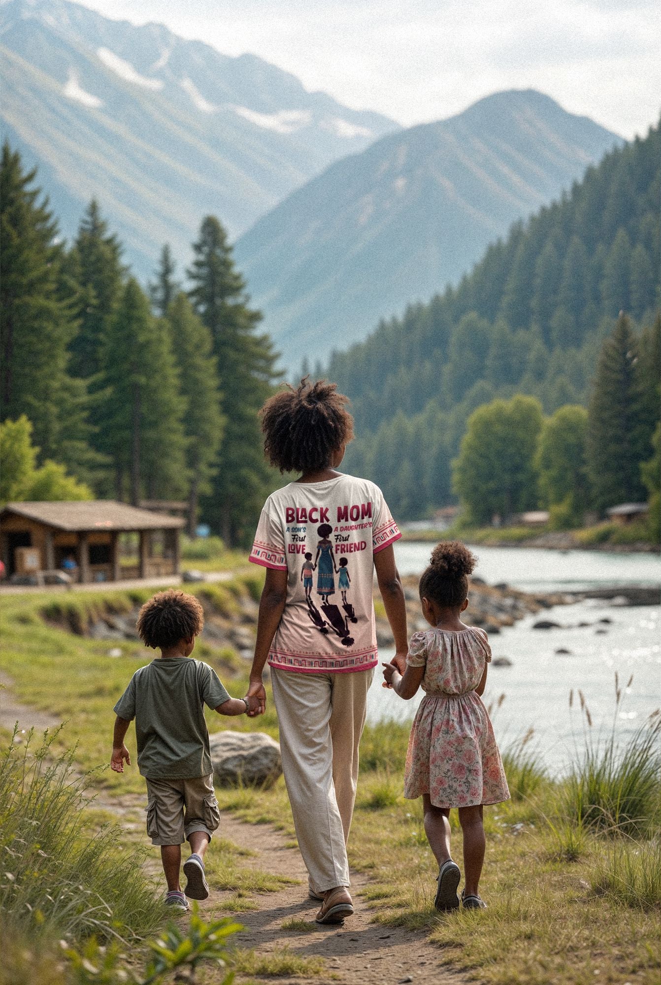 Black Mom & Her Little Loves T-shirt AOP Tee Tianci 