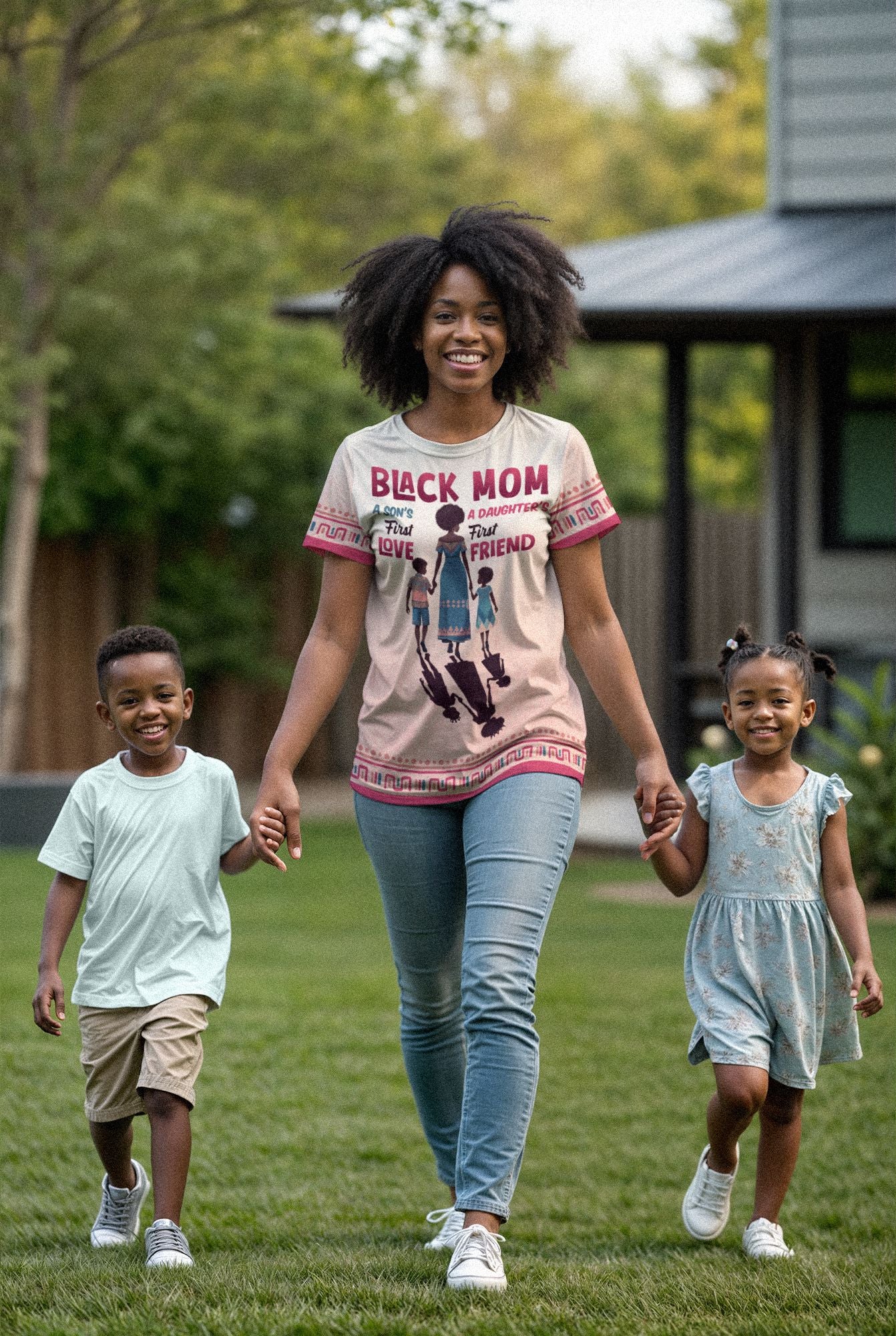 Black Mom & Her Little Loves T-shirt AOP Tee Tianci 