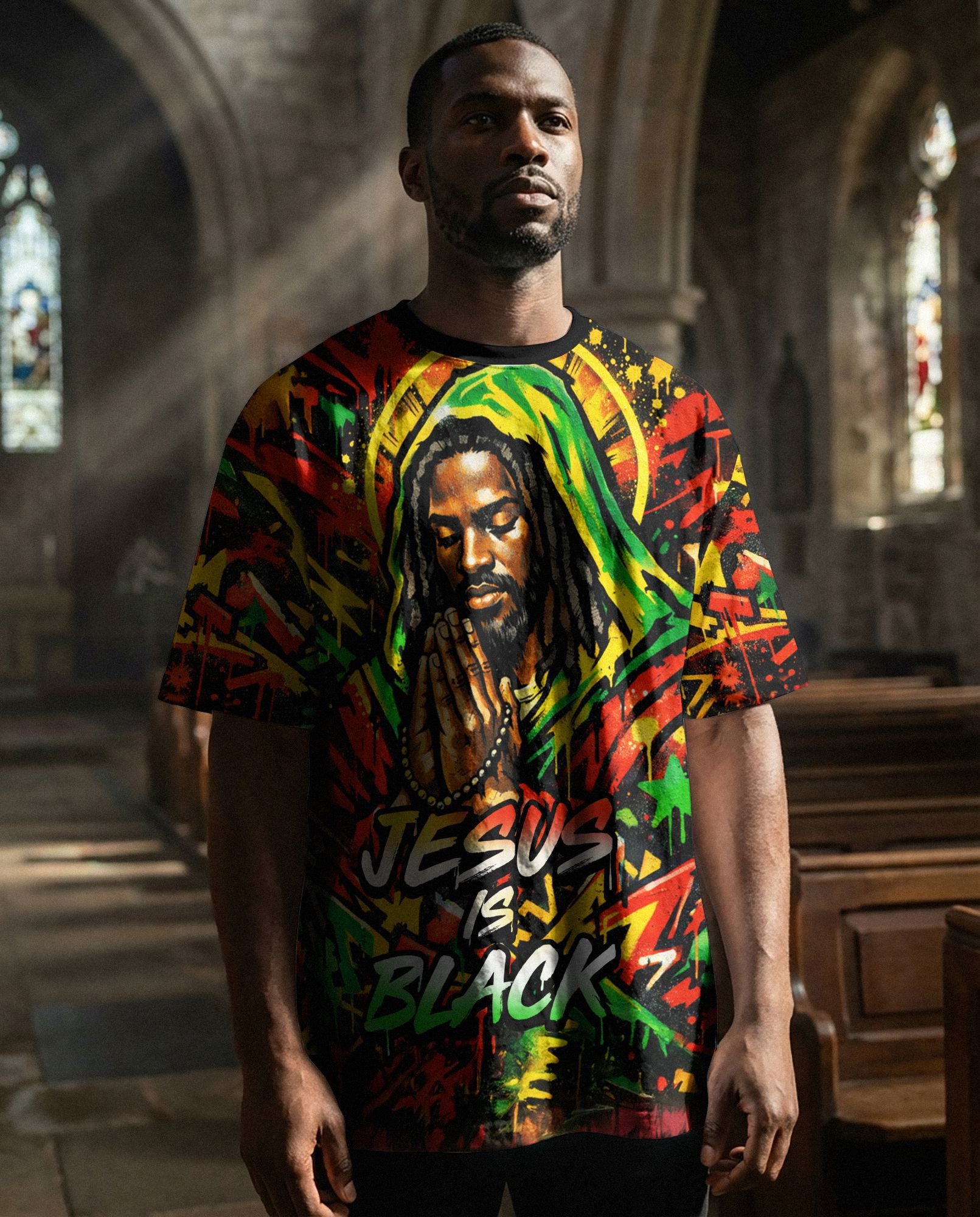 Jesus Is Black T-shirt AOP Tee Tianci 