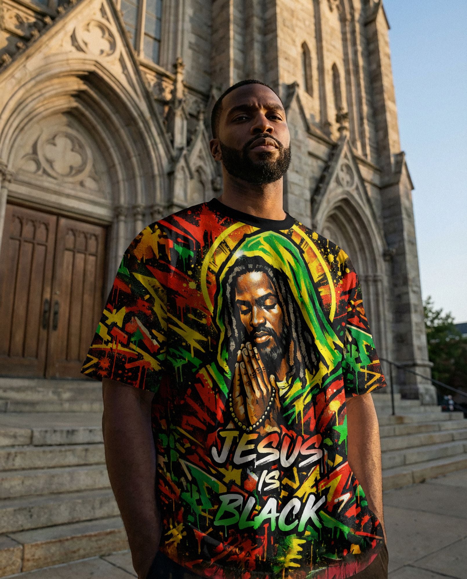 Jesus Is Black T-shirt AOP Tee Tianci 