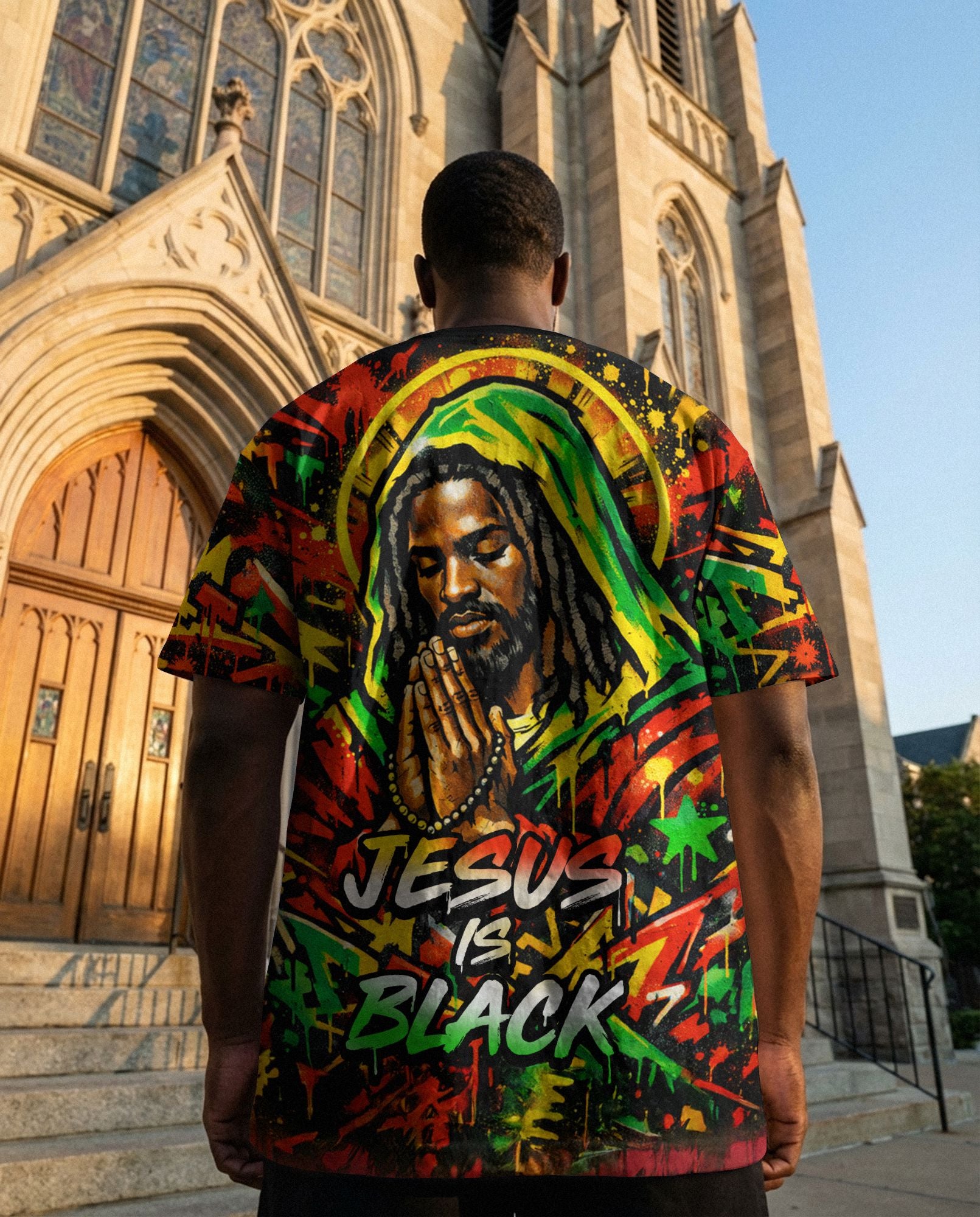 Jesus Is Black T-shirt AOP Tee Tianci 
