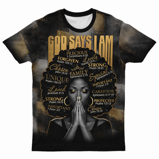 God Says I Am T-shirt AOP Tee Tianci S 