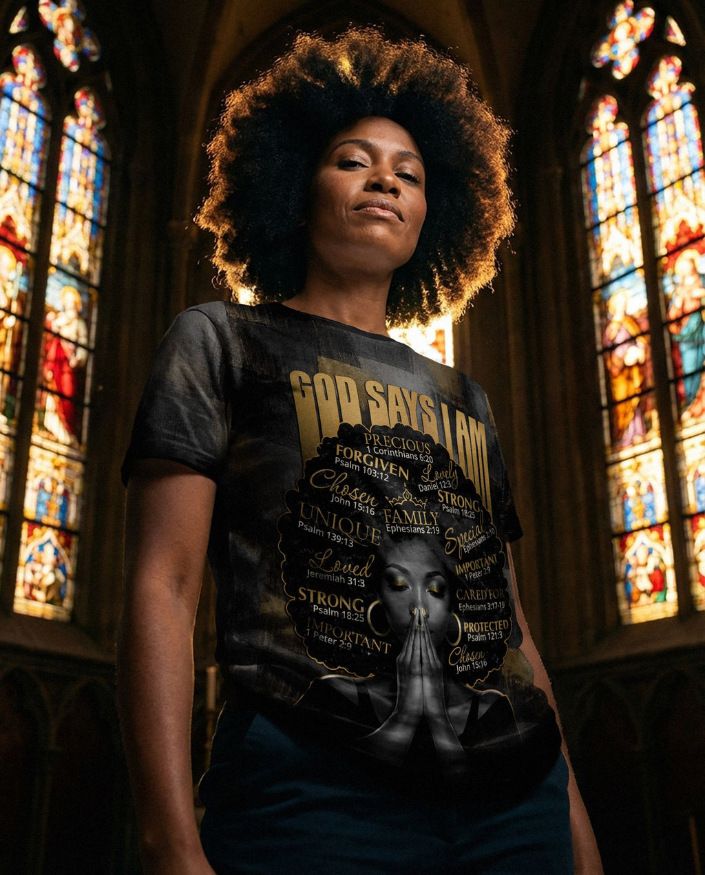 God Says I Am T-shirt AOP Tee Tianci 