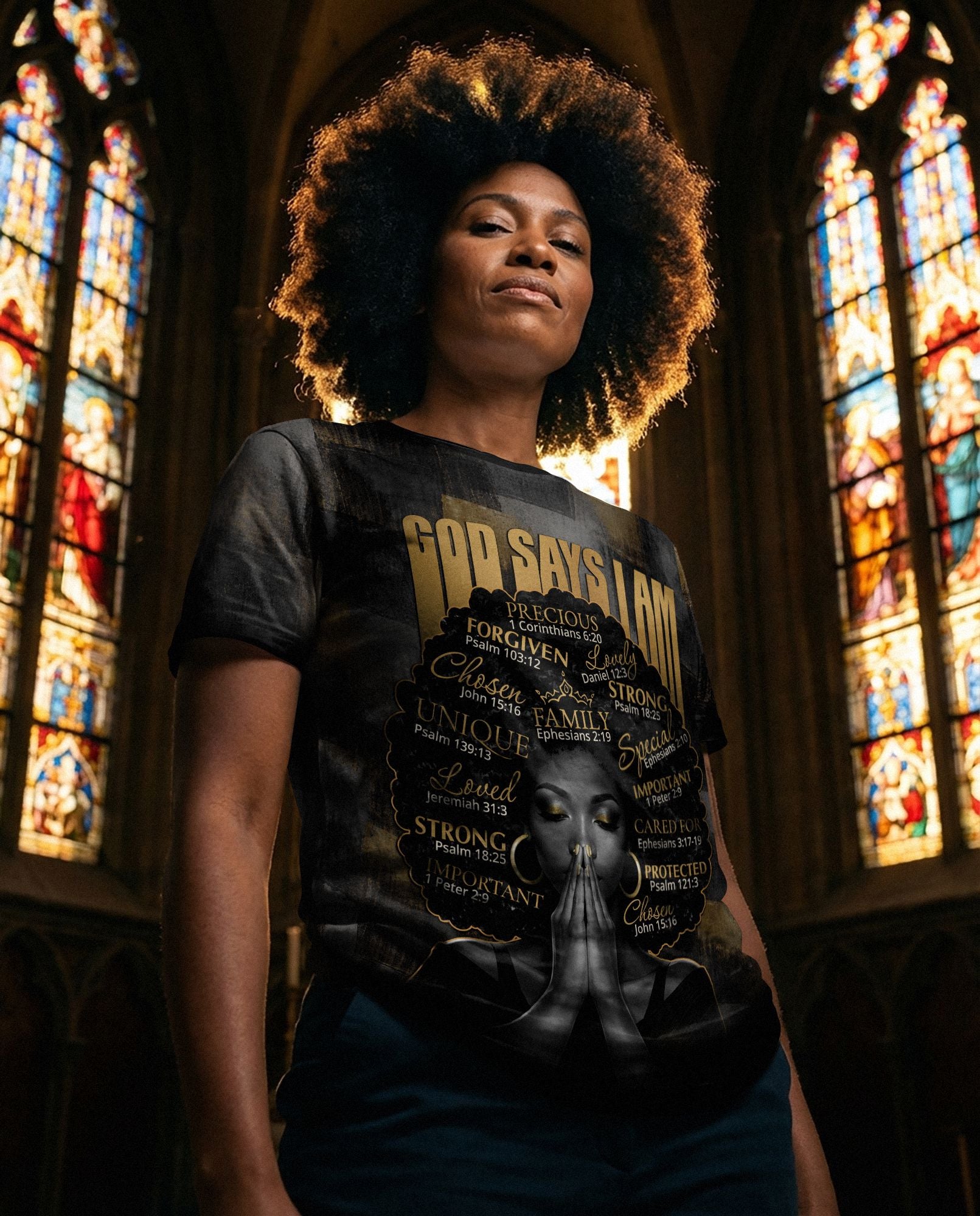 God Says I Am T-shirt AOP Tee Tianci 