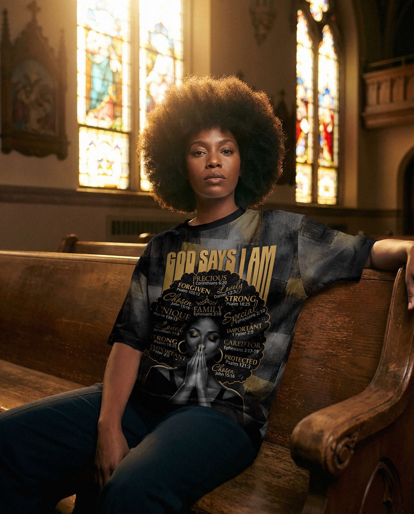 God Says I Am T-shirt AOP Tee Tianci 