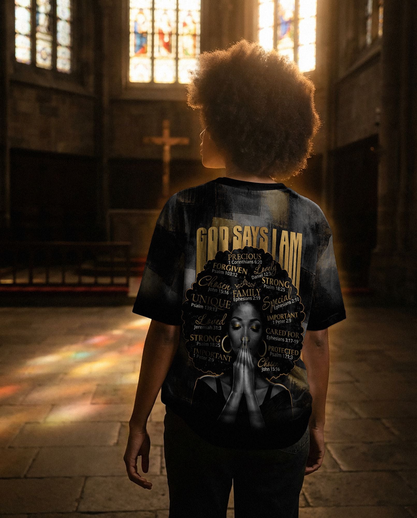 God Says I Am T-shirt AOP Tee Tianci 