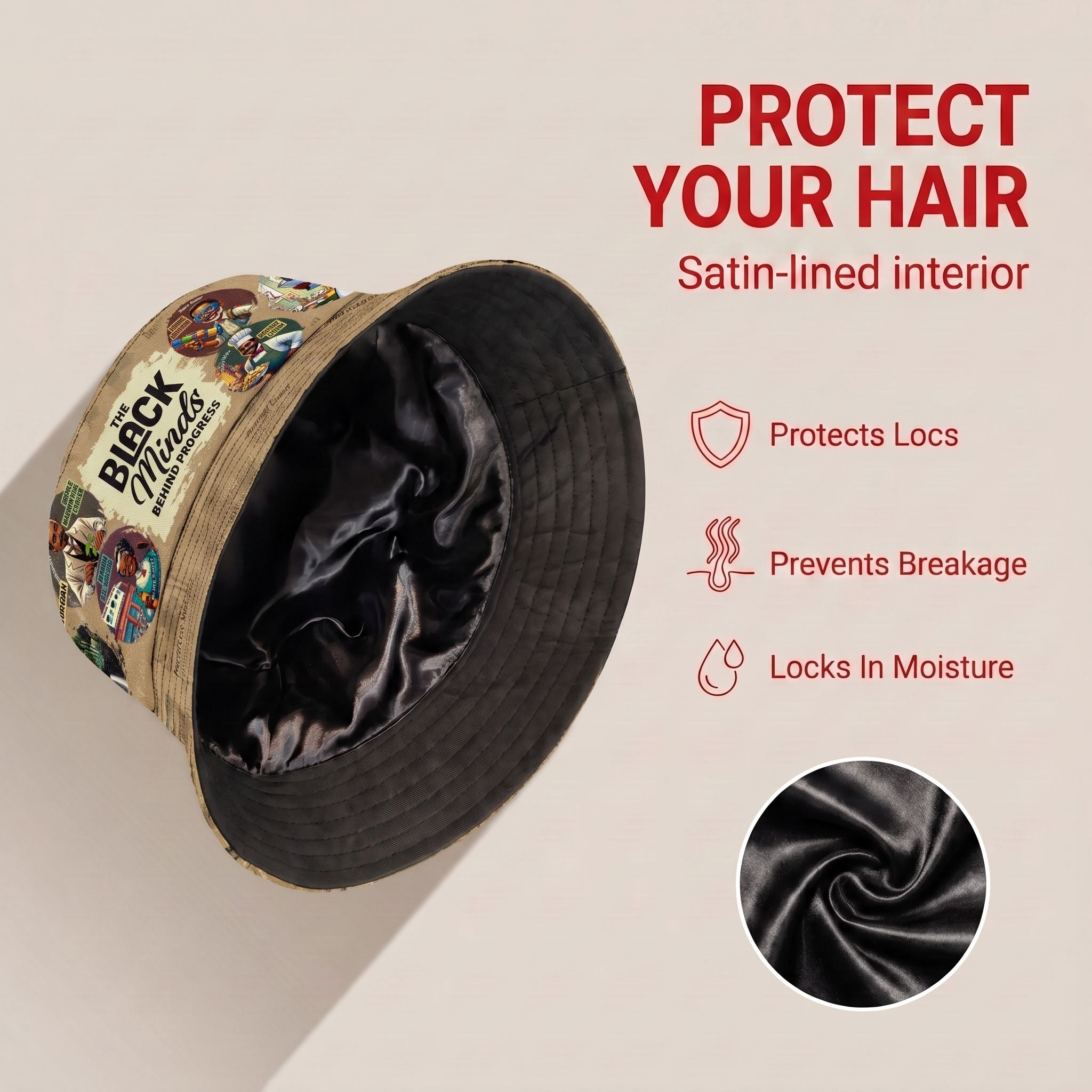The Black Minds Behind Progress Bucket Hat Bucket Hat Tianci Premium Satin Lined Average 