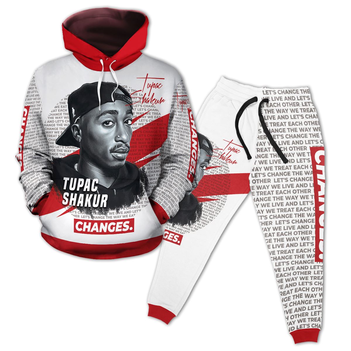 Tupac Change Hoodie and Joggers Set Hoodie Joggers Set Tianci 