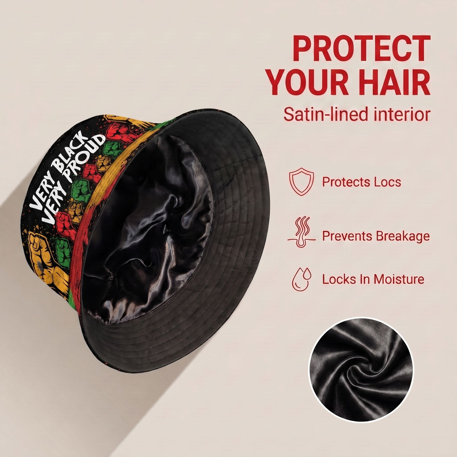 Very Black Very Proud Bucket Hat Bucket Hat Tianci Premium Satin Lined Average 