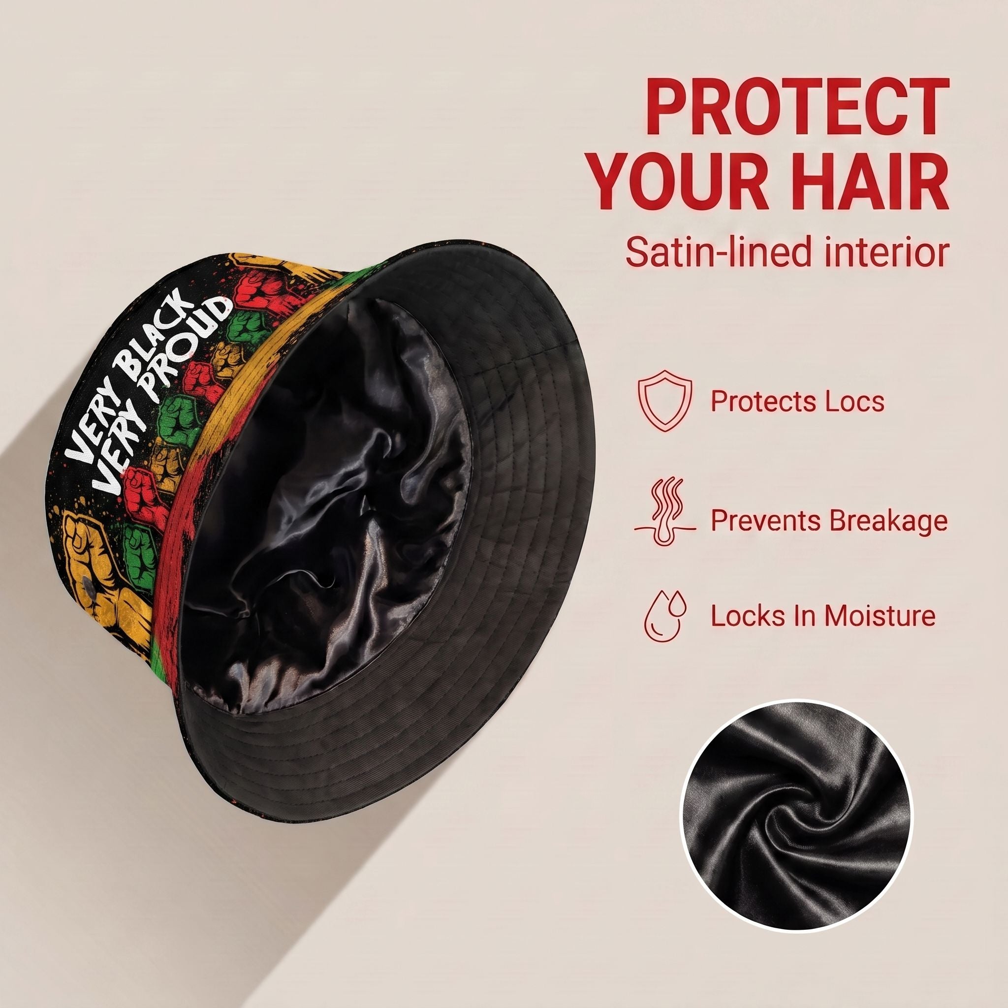 Very Black Very Proud Bucket Hat Bucket Hat Tianci Premium Satin Lined Average 