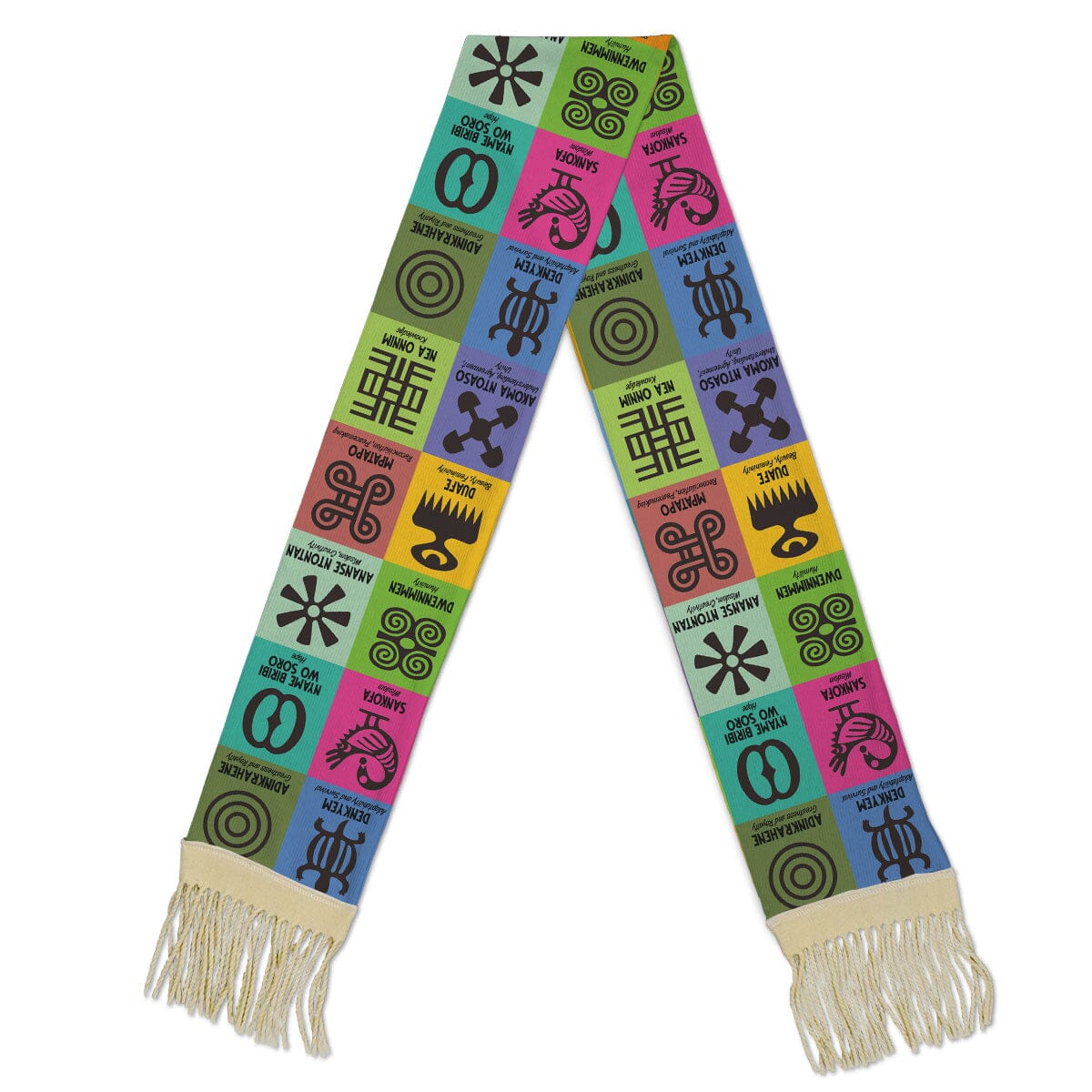 Multi Color Adinkra Symbols Scarf Wool Scarf Tianci 