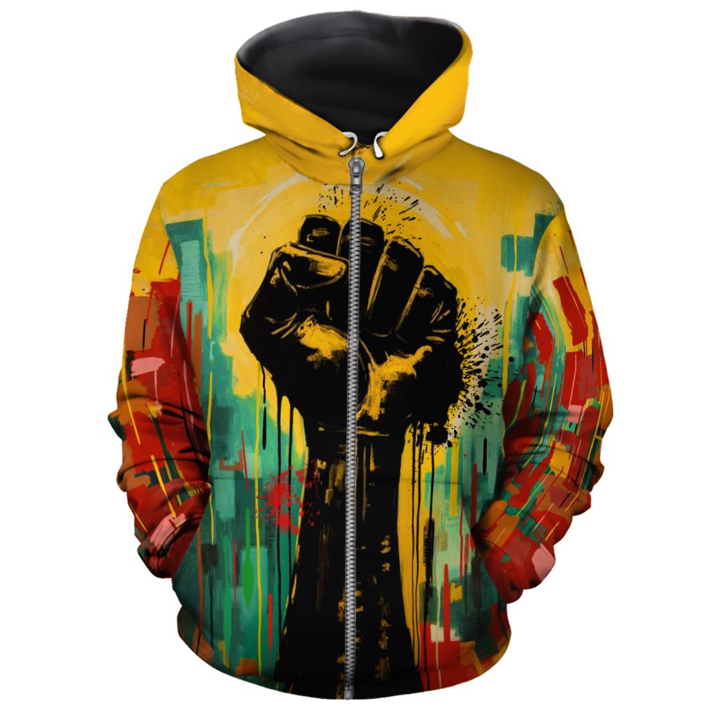 Black Power Fist Matte Art All-over Hoodie Hoodie Tianci Zip S 