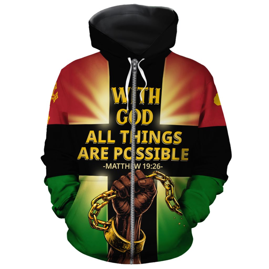 With God All Things are Possible All-over Hoodie Hoodie Tianci Zip S 