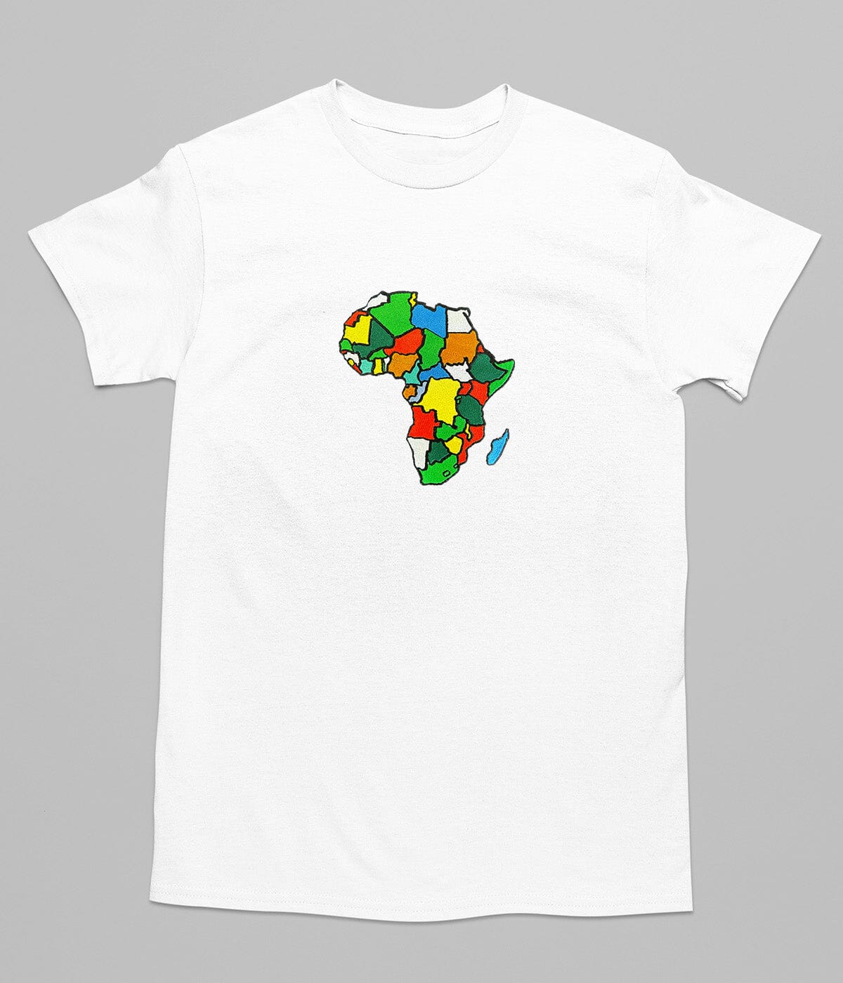 Africa Map Embroidered T-shirt Embroidered T-shirt Hubfulfill White S 