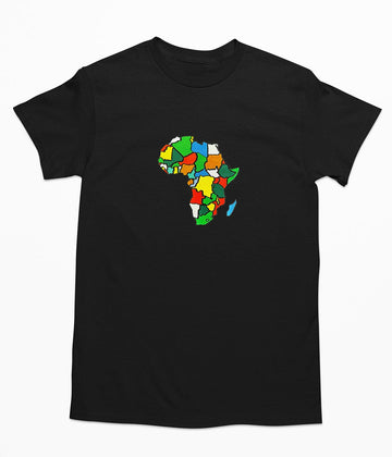 Africa Map Embroidered T-shirt Embroidered T-shirt Hubfulfill Black S 