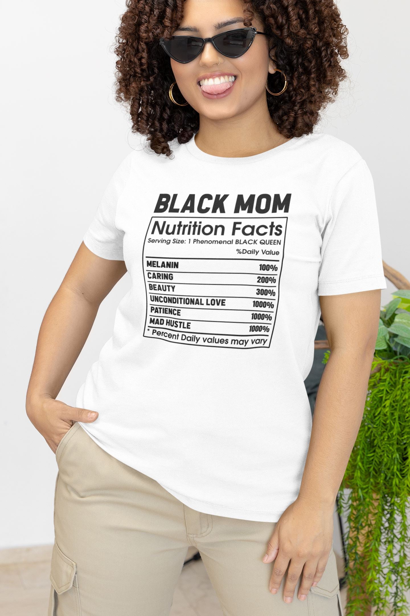 Black Mom Nutrition Facts T-Shirt Apparel Gearment 