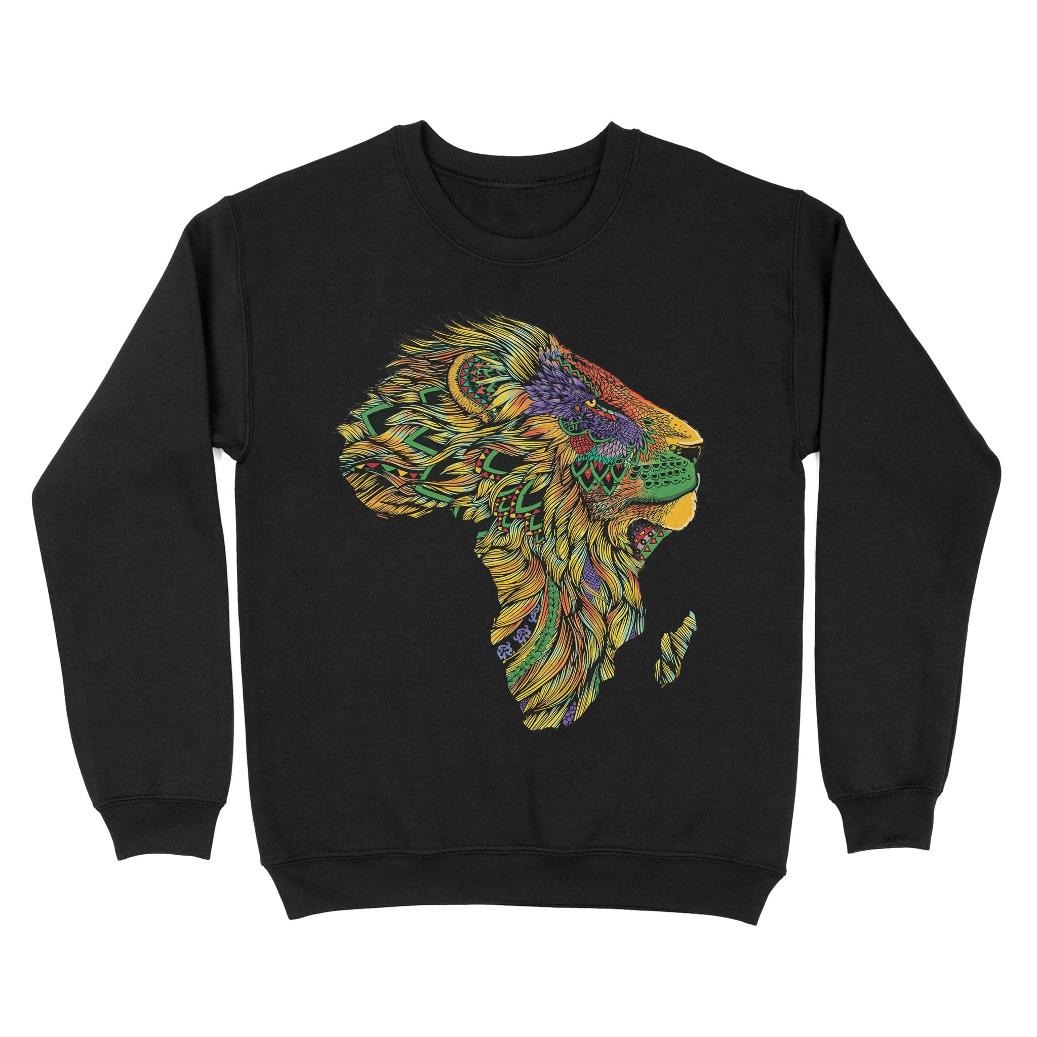 Lion African Pattern Sweatshirt Apparel Gearment Black S 