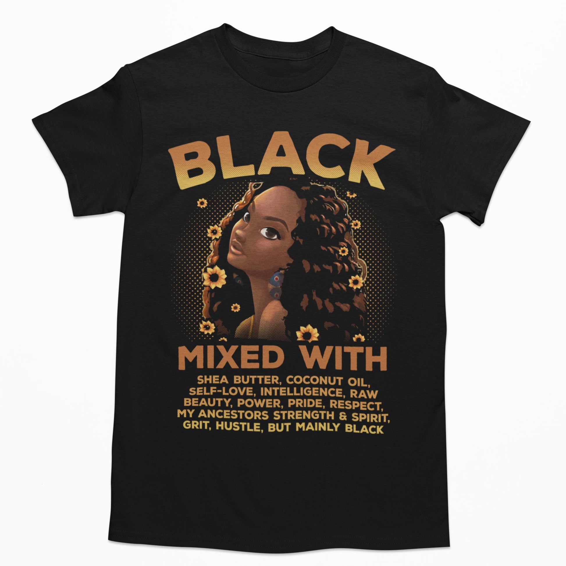 Black Woman Mixed With Black T-Shirt Apparel Gearment 