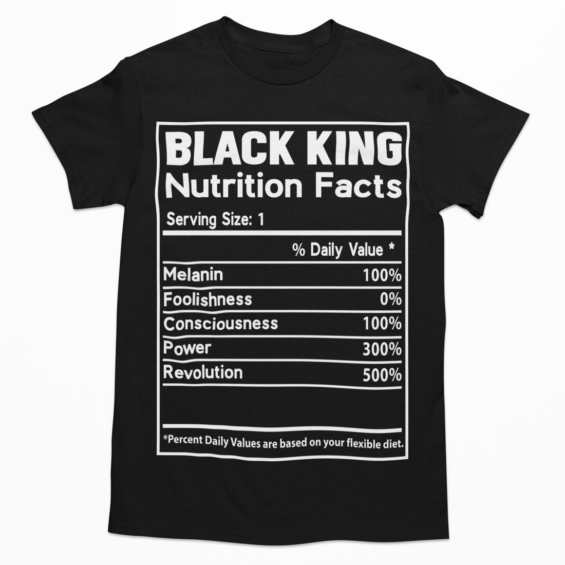 Black King Nutrition Facts T-shirt Apparel Gearment 