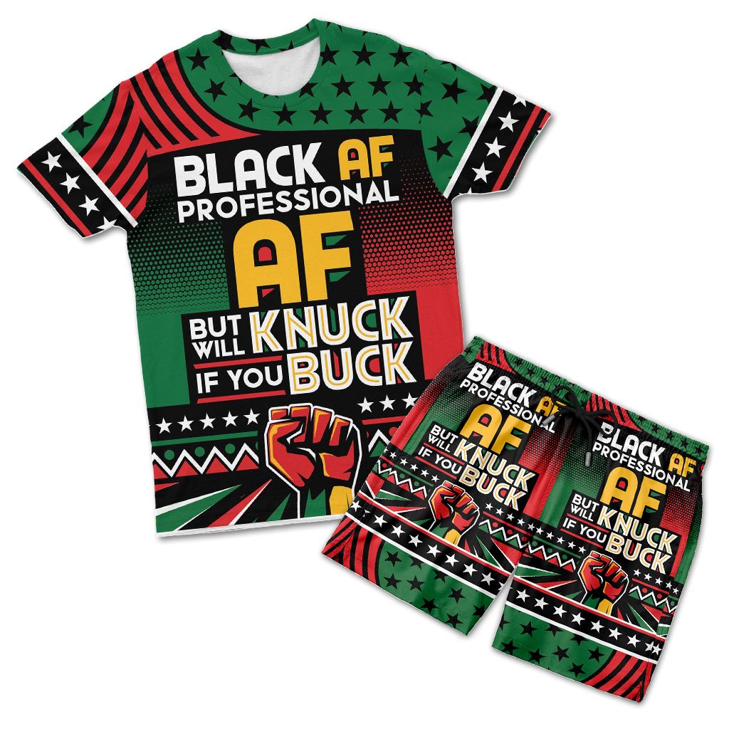 Black AF Professional AF But Will Knuck If You Buck T-shirt and Shorts Set Tee Shorts Set Tianci 