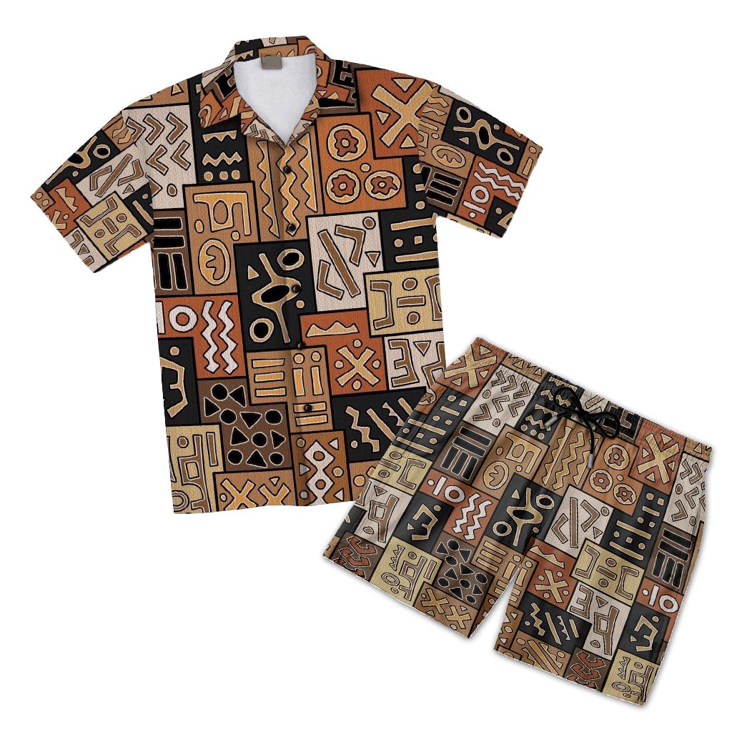 African Pattern Hawaiian Shirt And Shorts Set Hawaiian Shirt And Shorts Set Tianci 