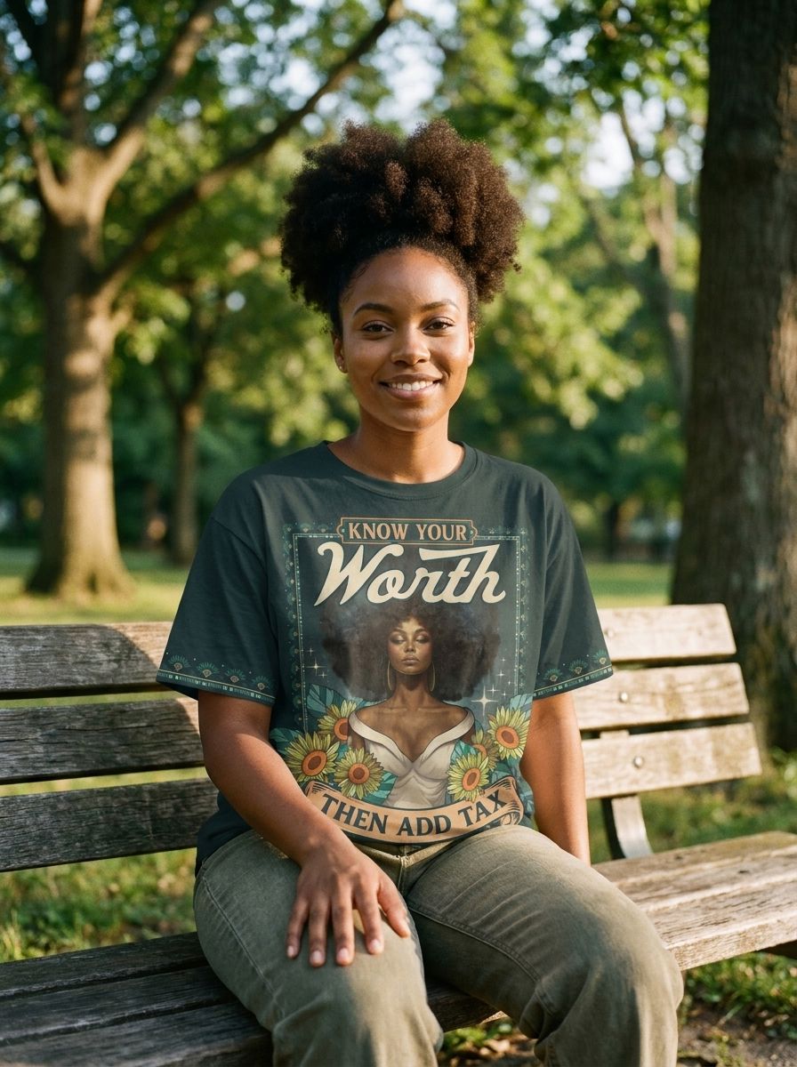 Know Your Worth Then Add Tax T-shirt AOP Tee Tianci 