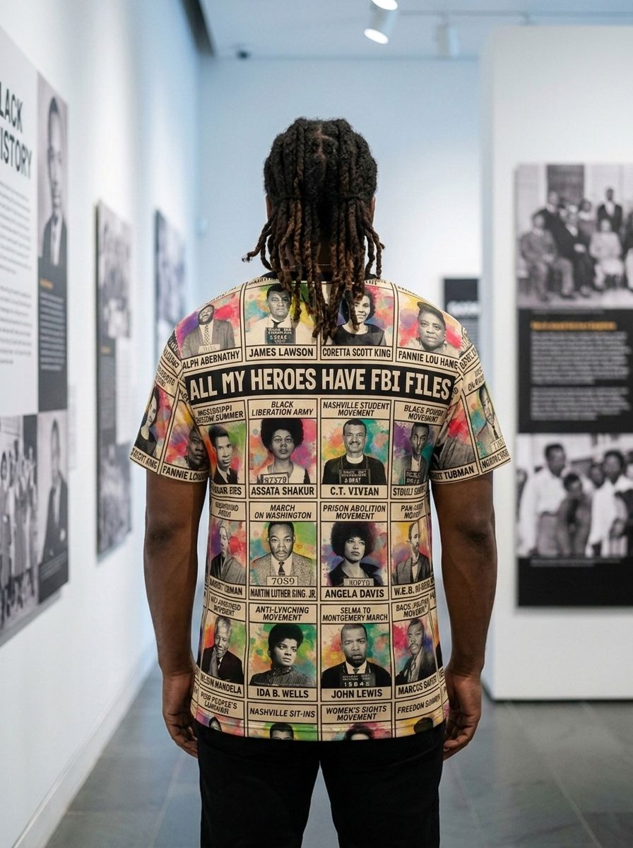 All My Heroes Have FBI Files T-shirt AOP Tee Tianci 