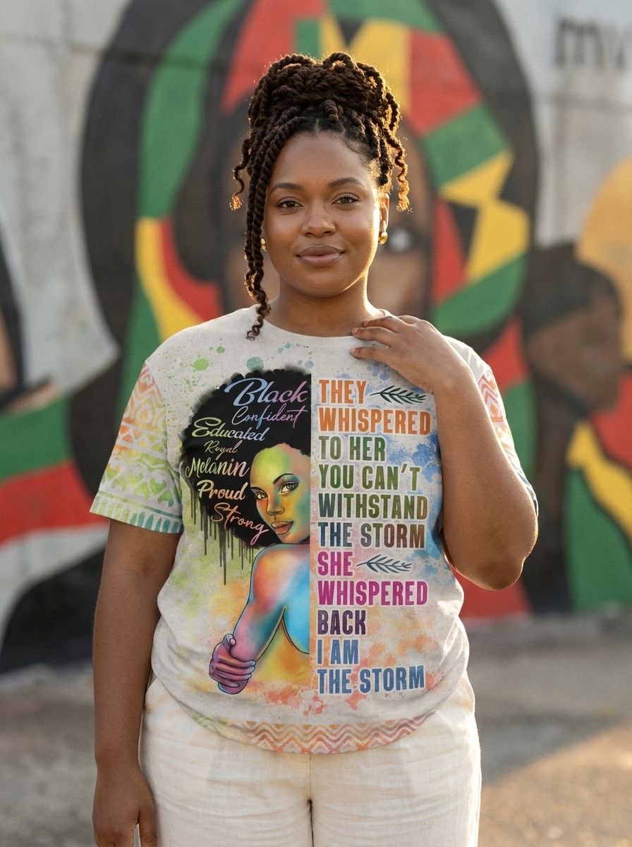 Black Girl I Am The Storm T-shirt AOP Tee Tianci 