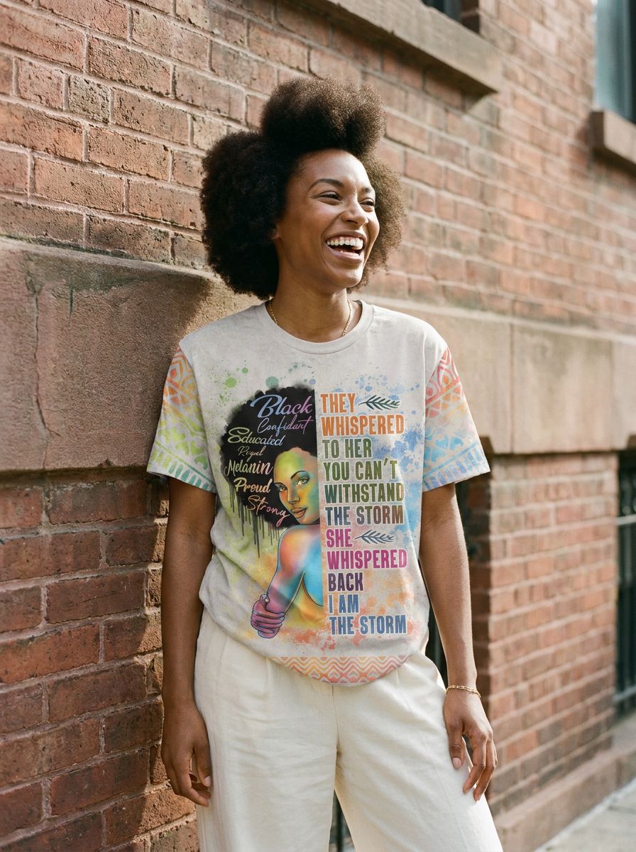 Black Girl I Am The Storm T-shirt AOP Tee Tianci 