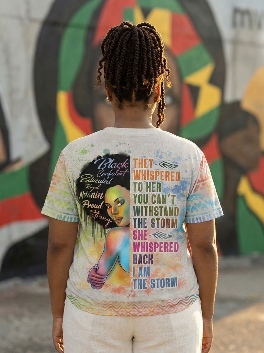 Black Girl I Am The Storm T-shirt AOP Tee Tianci 