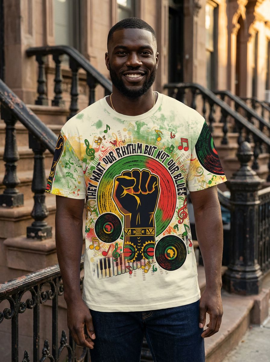 They Want Our Rhythm, Not Our Blues T-shirt AOP Tee Tianci 