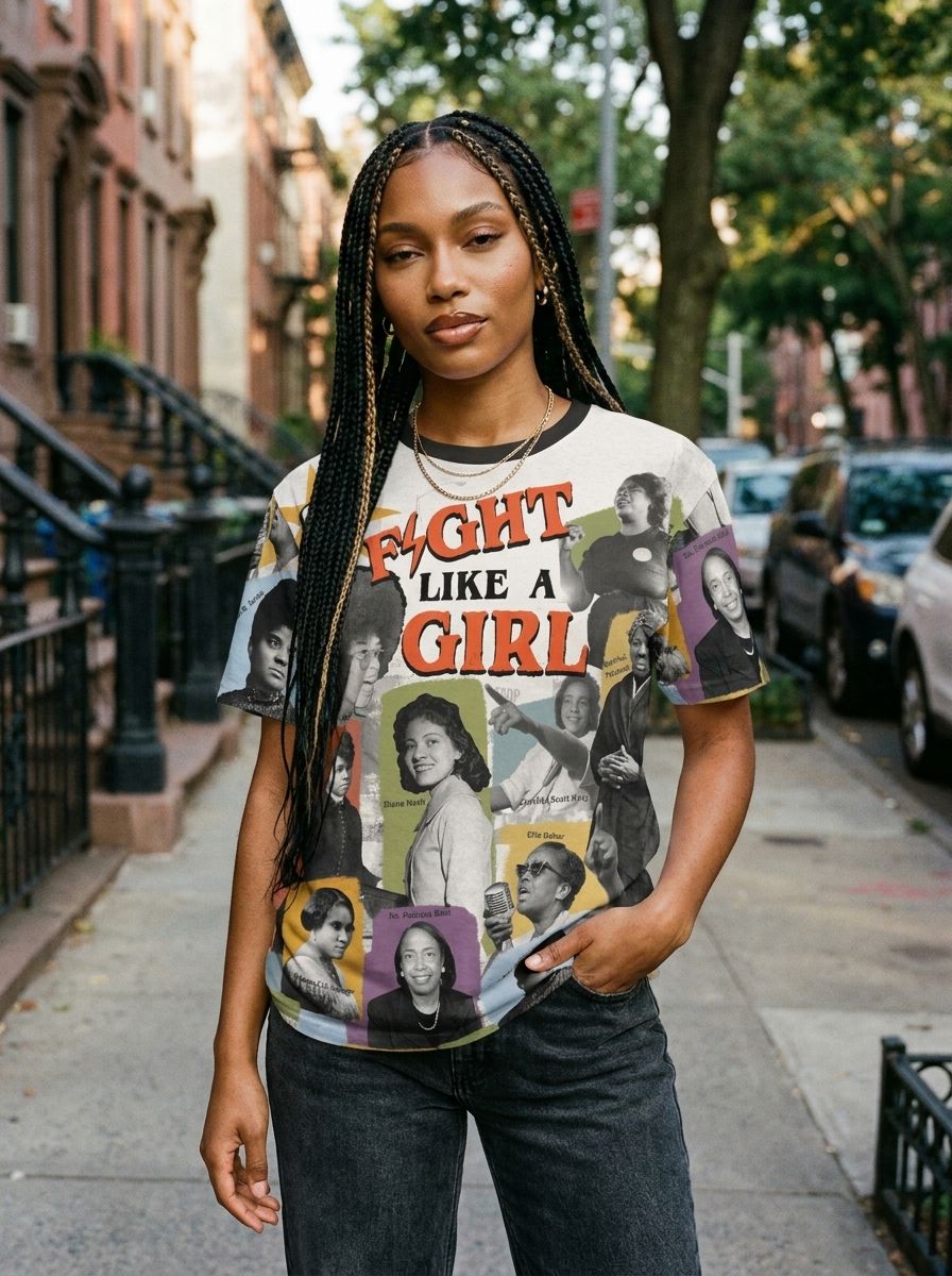Fight Like A Girl T-shirt AOP Tee Tianci 