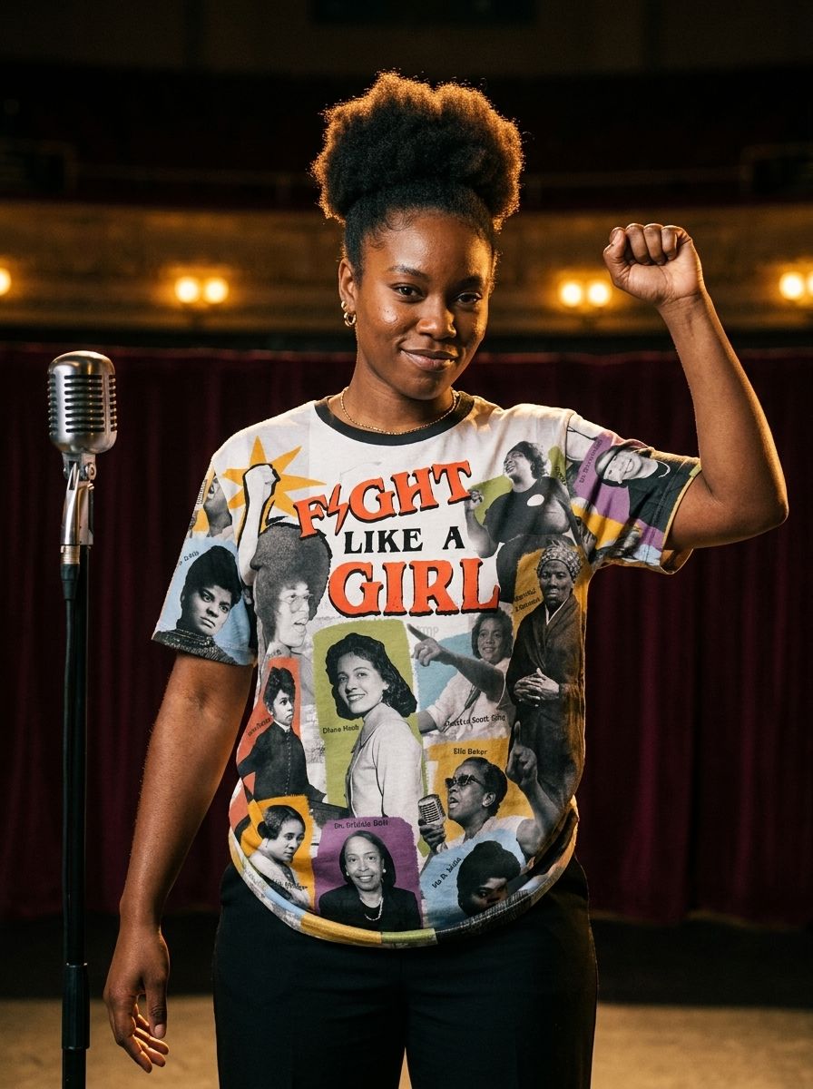 Fight Like A Girl T-shirt AOP Tee Tianci 