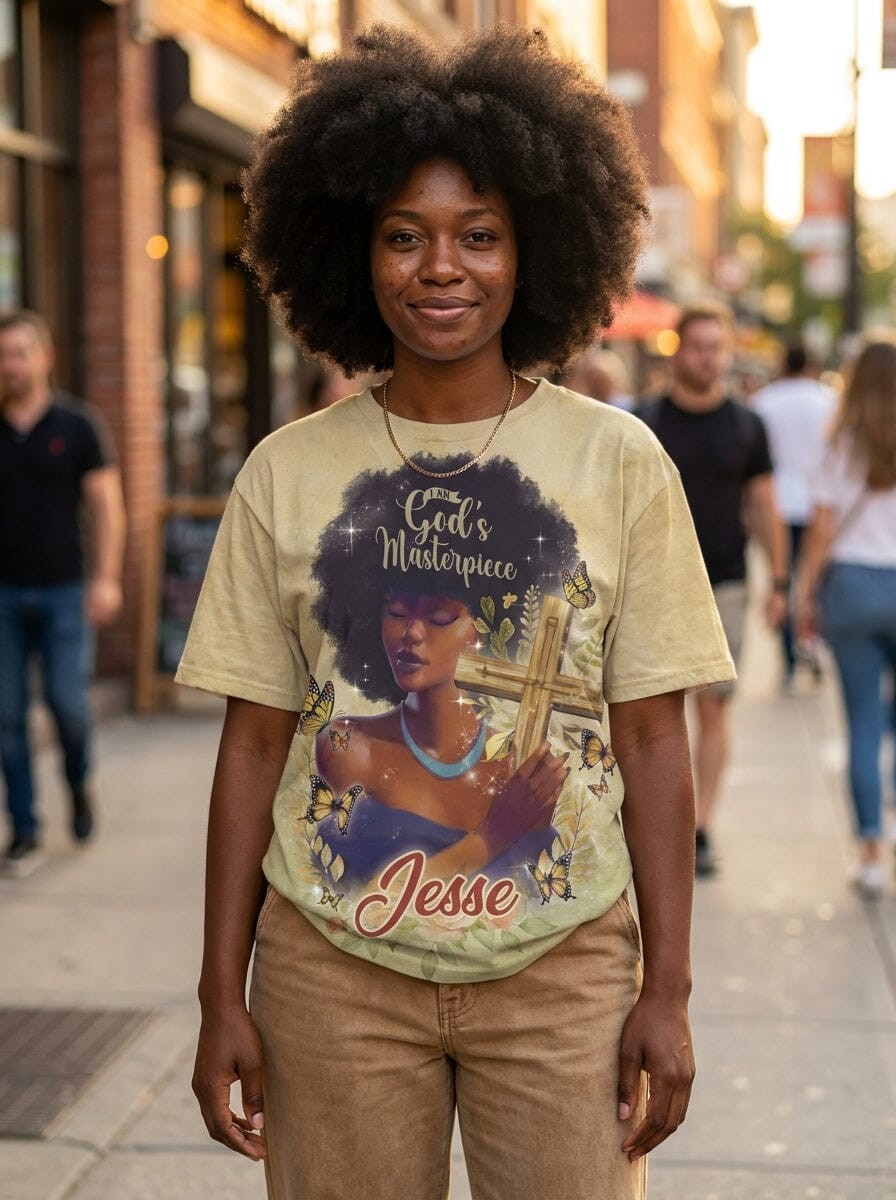 Personalized I Am God's Masterpiece T-shirt AOP Tee Tianci 