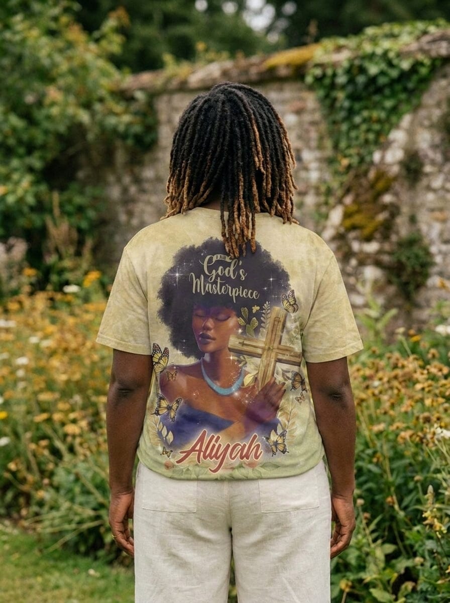 Personalized I Am God's Masterpiece T-shirt AOP Tee Tianci 
