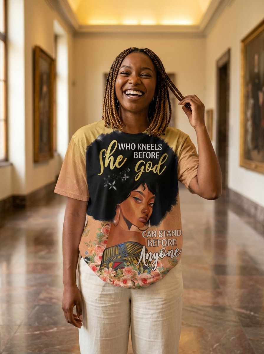 She Who Kneels Before God T-shirt AOP Tee Tianci 