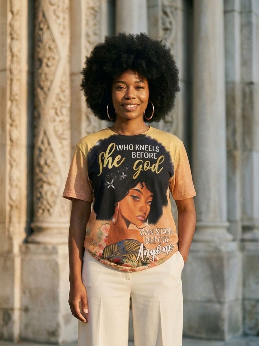 She Who Kneels Before God T-shirt AOP Tee Tianci 