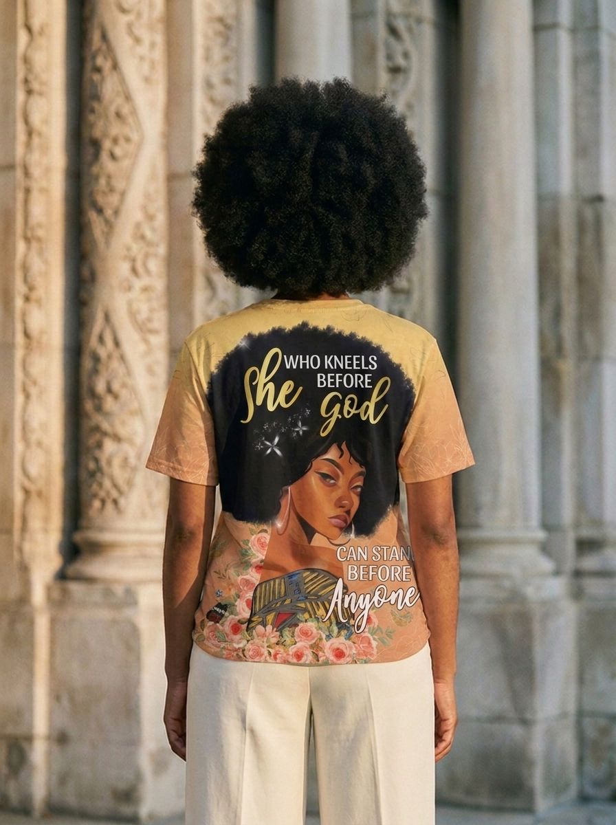 She Who Kneels Before God T-shirt AOP Tee Tianci 
