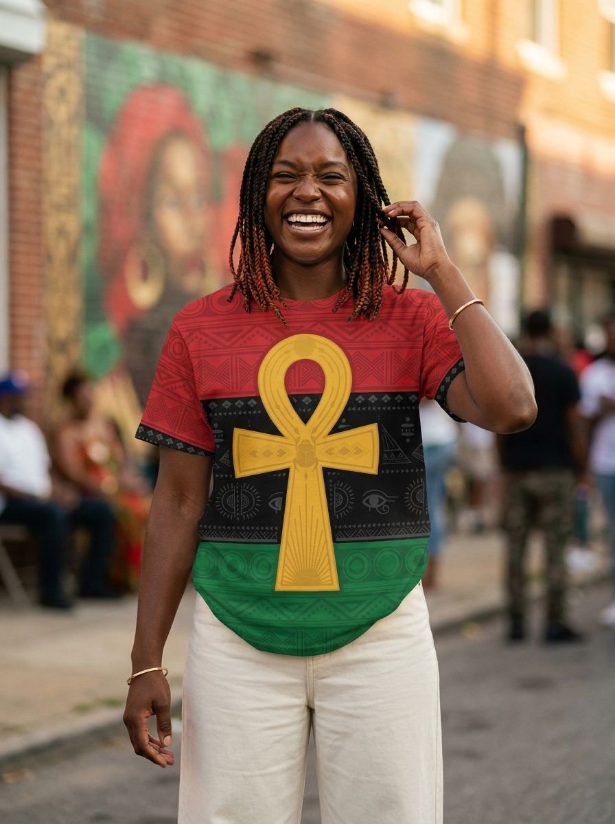 Pan African Ankh T-shirt AOP Tee Tianci 