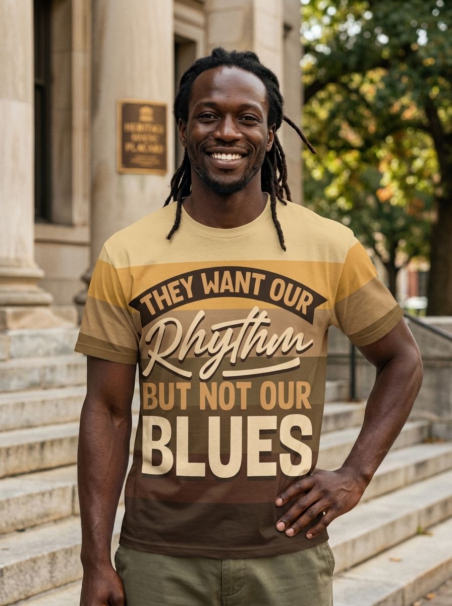 They Want Our Rhythm But Not Our Blues In Melanin Shades T-Shirt AOP Tee Tianci 