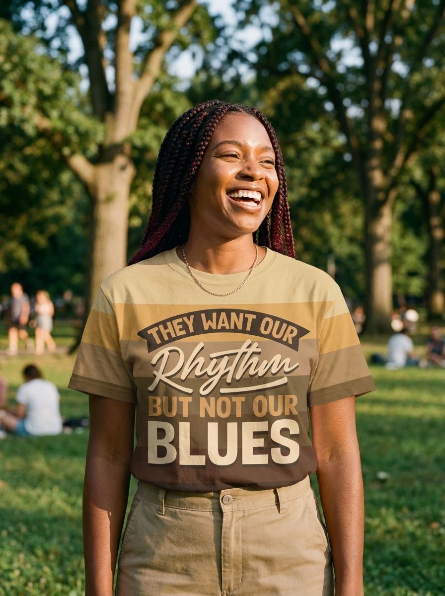 They Want Our Rhythm But Not Our Blues In Melanin Shades T-Shirt AOP Tee Tianci 