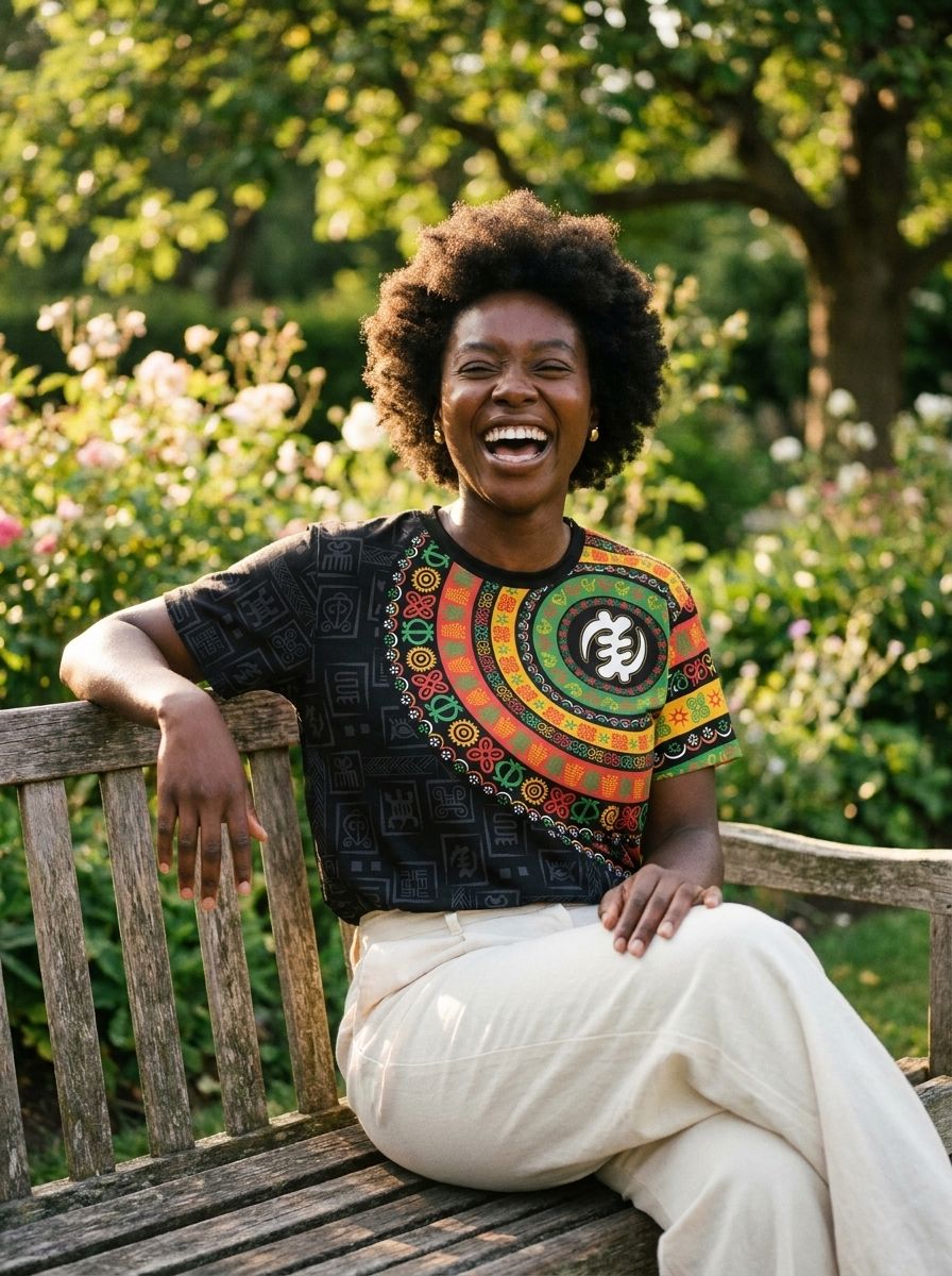 Adinkra Symbols Print Sleeve T-shirt AOP Tee Tianci 