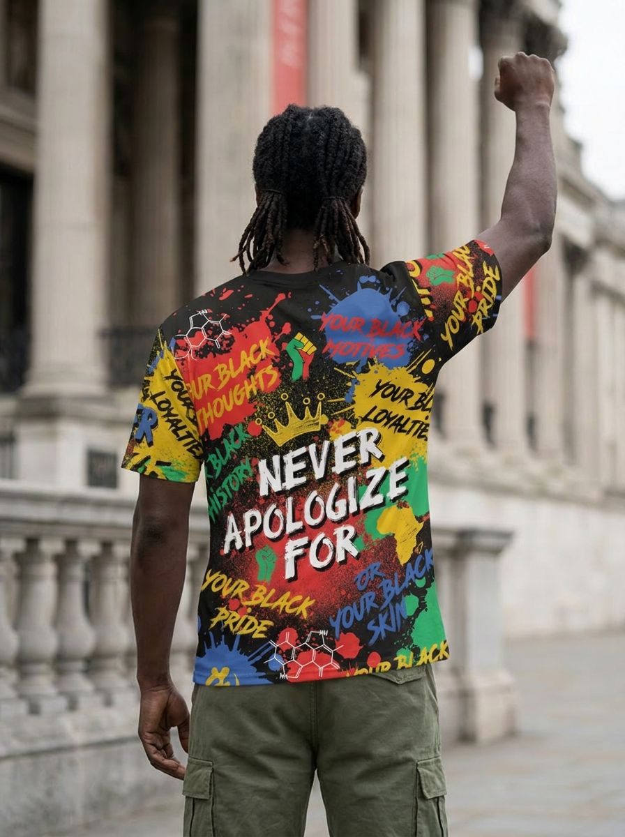 Never Apologize For Being Black T-shirt AOP Tee Tianci 