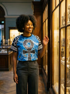 Ankh On Blue Marble T-shirt AOP Tee Tianci 