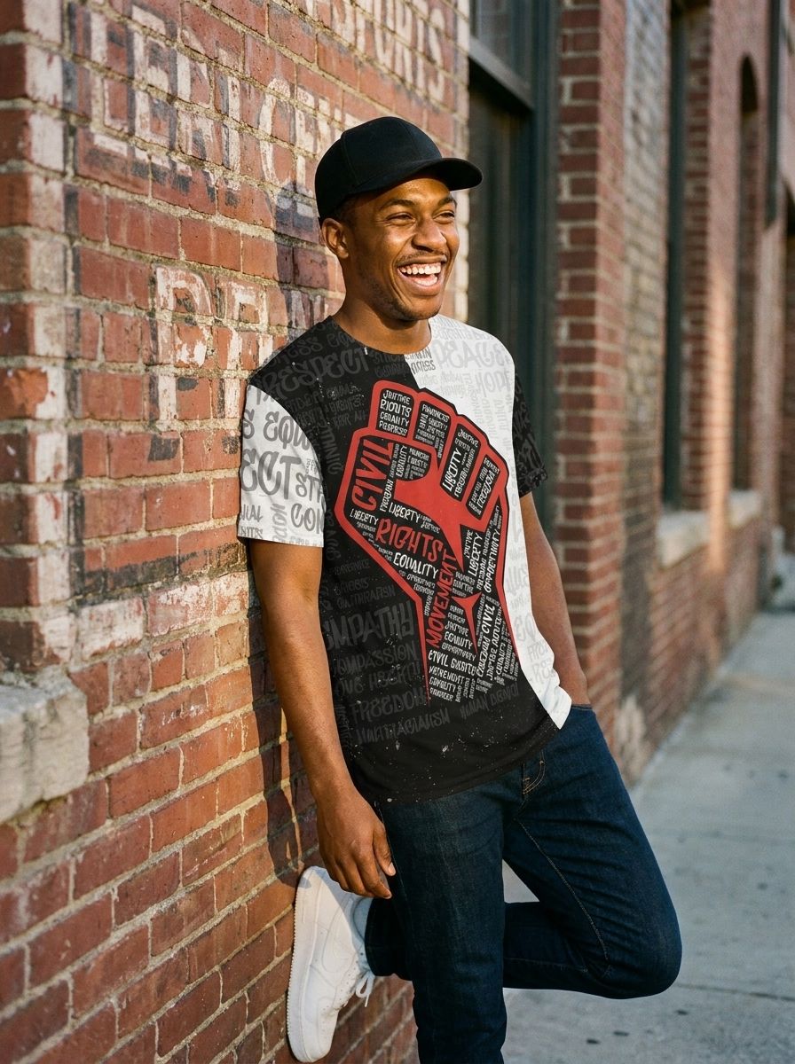 Civil Rights Movement Justice Fist T-shirt AOP Tee Tianci 