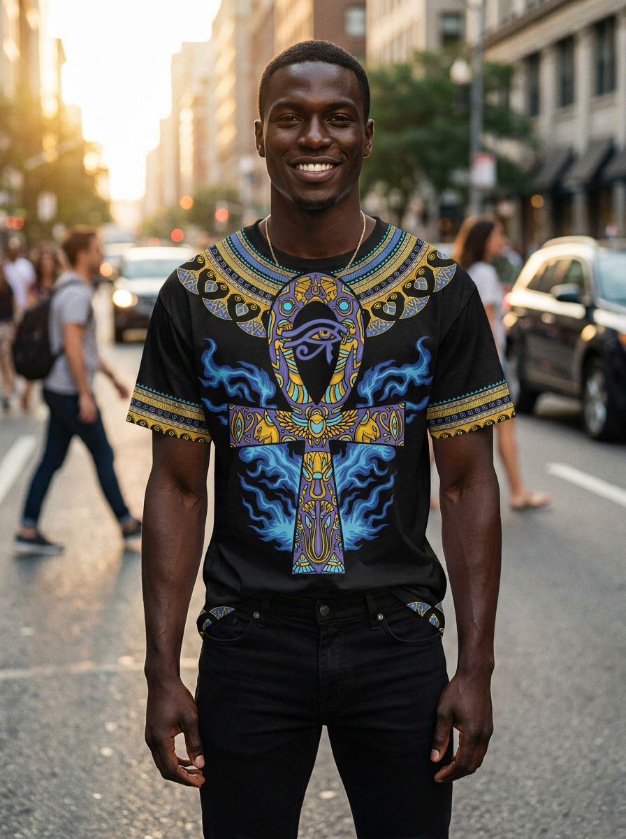 Egyptian Ankh Ft Eye Of Ra T-shirt AOP Tee Tianci 