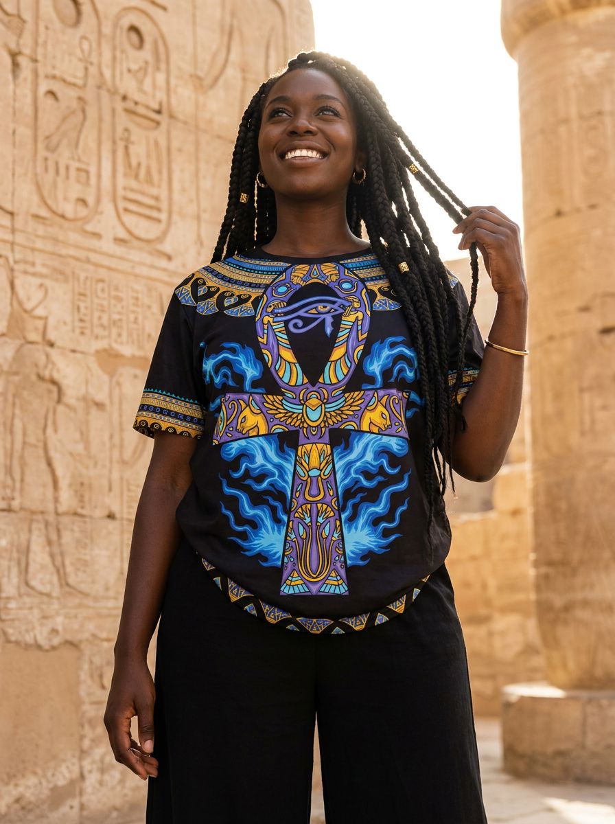 Egyptian Ankh Ft Eye Of Ra T-shirt AOP Tee Tianci 